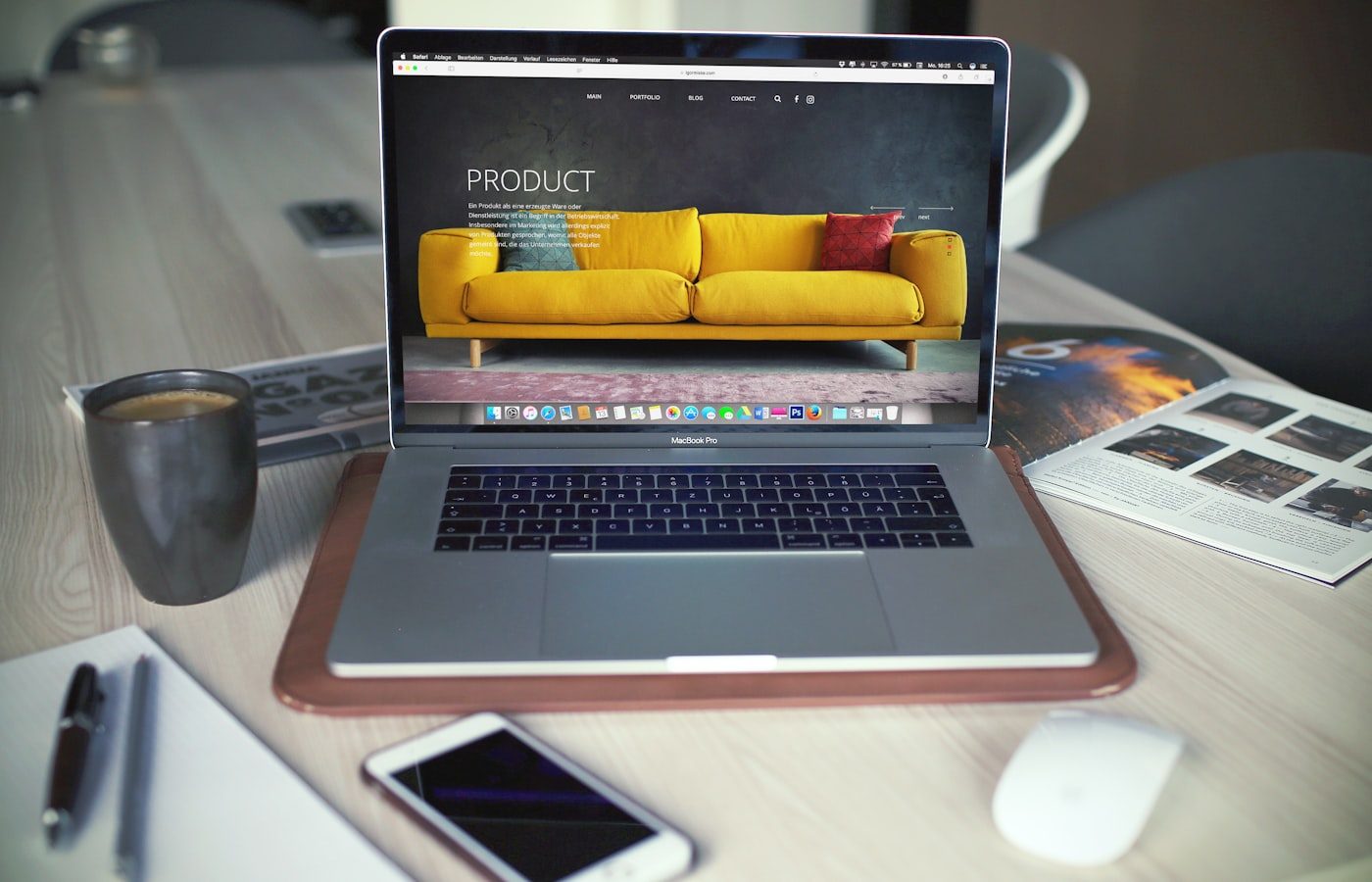 A clean custom website open on a laptop on a desk